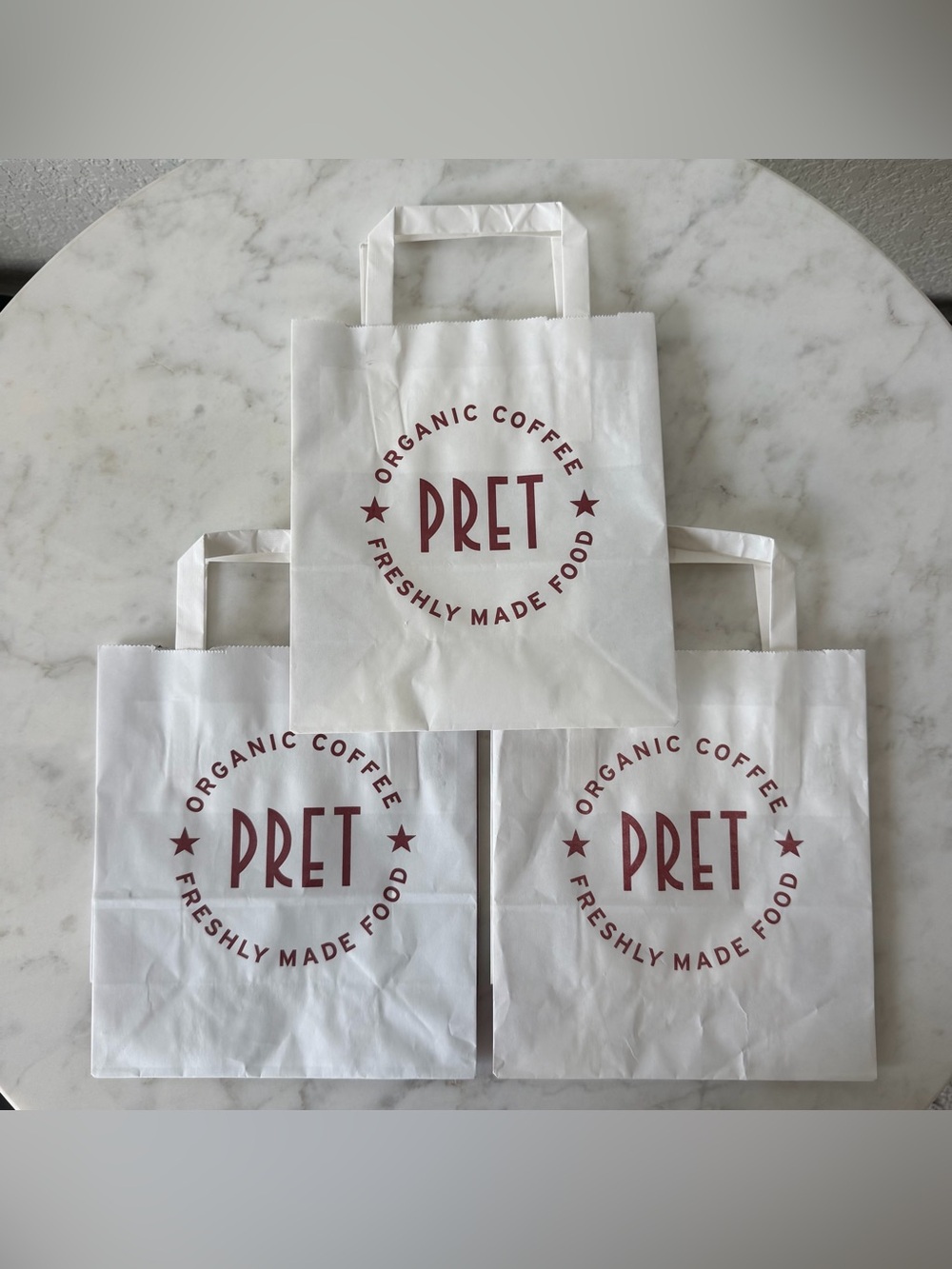 (3) Three Paper Pret A Manger Handle Bags